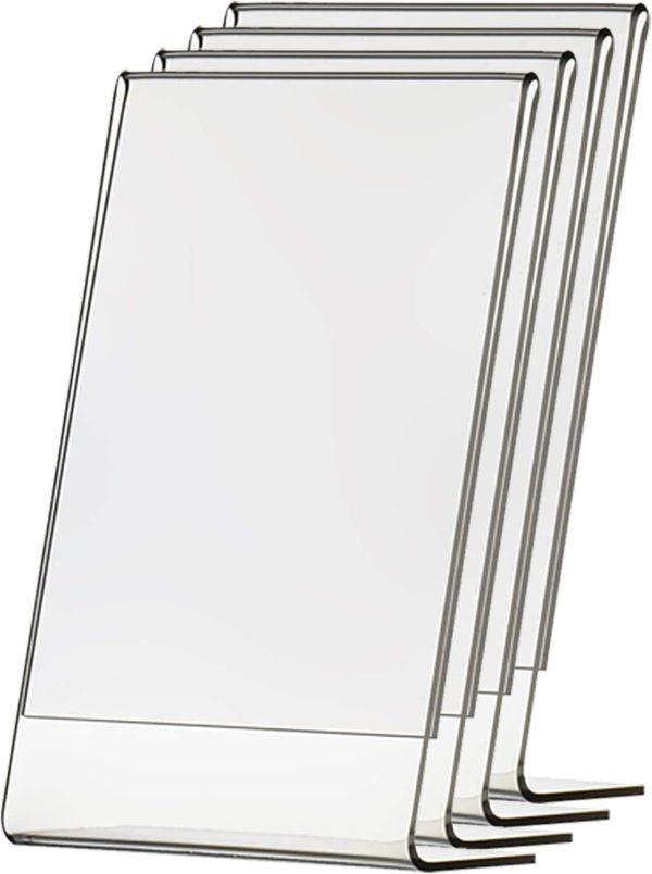4 Pack Table Tent 8.5 x 14 Inch Sign Holder L Shape Counter Side Loading Clear Acrylic Advertisement Holder Literature Flyer Office Hours Frame Printed Material Document Display by Marketing Holders