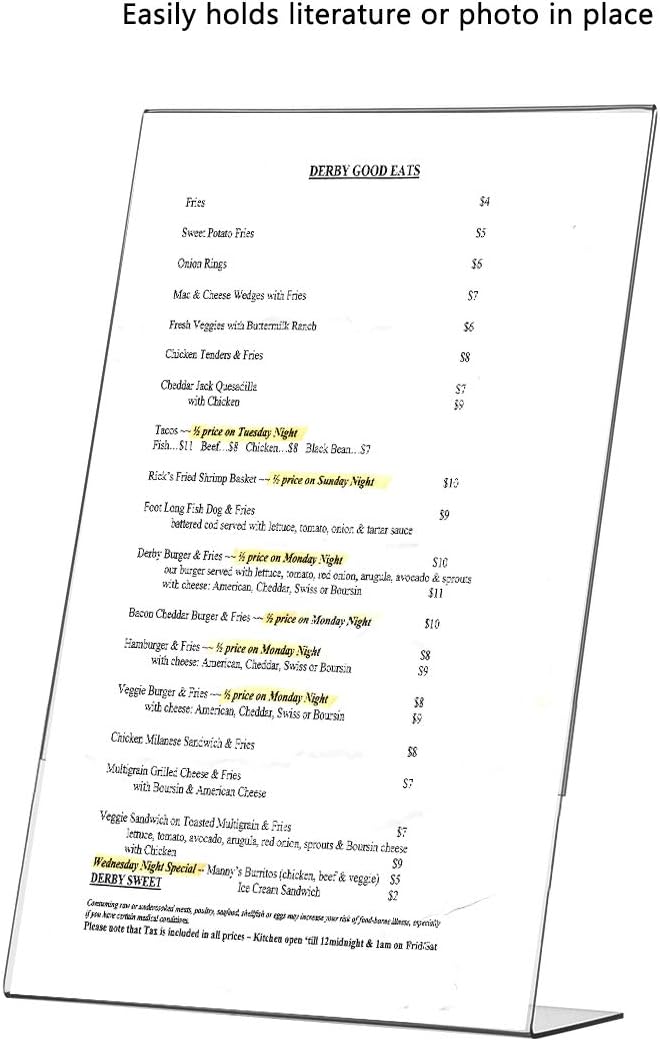 4 Pack Table Tent 8.5 x 14 Inch Sign Holder L Shape Counter Side Loading Clear Acrylic Advertisement Holder Literature Flyer Office Hours Frame Printed Material Document Display by Marketing Holders - Image 2