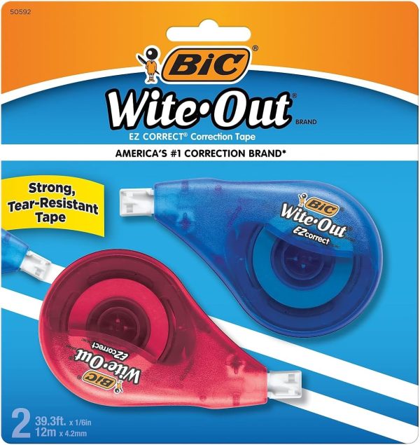 Wite-Out Brand EZ Correct Correction Tape (WOTAP10- WHI), 39.3 Feet, 10-Count Pack of white Correction Tape, Fast, Clean and Easy to Use Tear-Resistant Tape