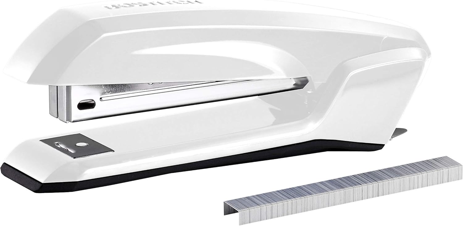 Office Ascend 3 in 1 Stapler Integrated Remover & Staple Storage, 420 Staples Included, 20 Sheet Capacity, Lightweight, White (B210-WHT), Full Size