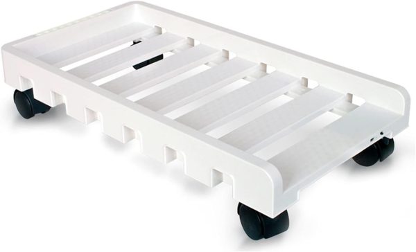 CPU Stand PC Mainframe Shelf, Chassis Support Base Storage Rack,Ventilation and Heat Dissipation,Three Colors to Choose from with Wheels CPU Holder PC Cart(White)