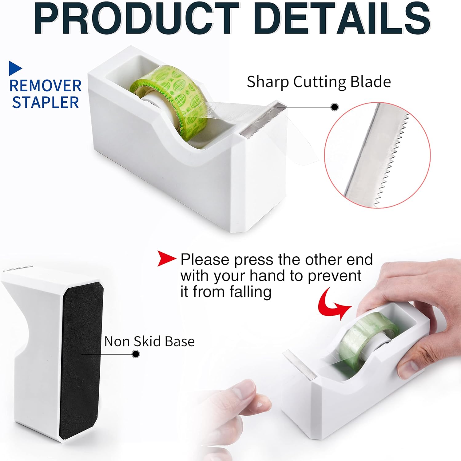 White Office Supplies Desk Accessory Kit,Set of Stapler,Tape Dispenser,Staple Remover,1000pcs Staples,Tape Measure and 72Pcs office supplies - Image 4