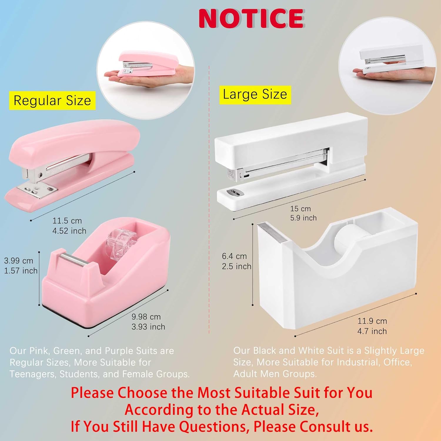 White Office Supplies Desk Accessory Kit,Set of Stapler,Tape Dispenser,Staple Remover,1000pcs Staples,Tape Measure and 72Pcs office supplies - Image 7