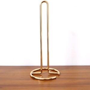 Kitchen Vertical Roll Holder Paper Napkin Shelf Desktop Paper Towel Storage Holders Tissue Punch-Free Storage Rack (Color : Gold)