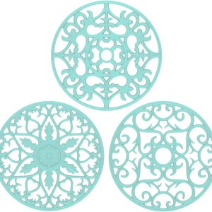 ME.FAN Trivets/Silicone Trivets 3 Pcs Silicone Mats for Hot Dishes/Hot Pots/Hot Pans, Hot Pads to Portect Table and Counter Top - Flexible/Durable/Non Slip (Mint Green)