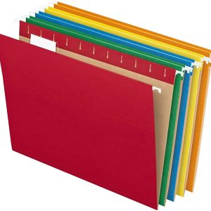 Pendaflex Hanging File Folders, Letter Size, Assorted Colors, 1/5-Cut Adjustable Tabs, 25 Per Box (81663)